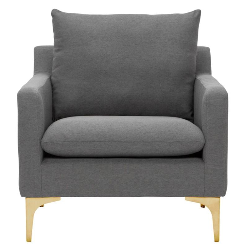 Anders Lounge Chair - Slate Grey with Brushed Gold Legs