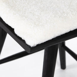 Ripley Stool with Cushion-Black Oak-Counter, Cream Shorn Sheepskin