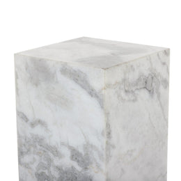 Modern Marble Pedestal, White & Grey Speckled Marble