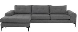 Colyn Sectional Sofa - Shale Grey with Matte Black Steel Legs