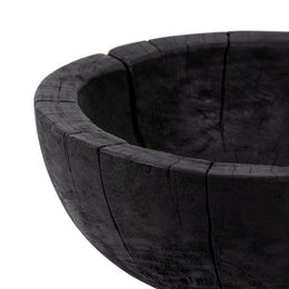 Large Turned Pedestal Bowl-Carbonized Black