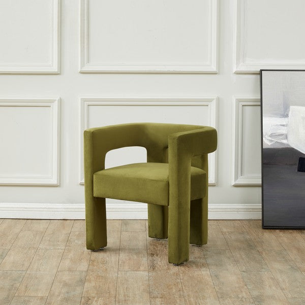 Deandre Contemporary Velvet Dining Chair, Olive Green