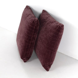 Channel Tufted Pillow-Oxblood Velvet