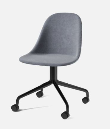 Harbour Swivel Side Chair with Casters, Black Legs, Fiord 751 Seat