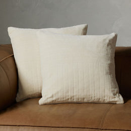 Channel Tufted Pillow-Cream Velvet