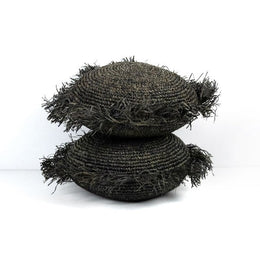 Raffia Round Pillow-Black Right Arm Facingfia-Set2-18