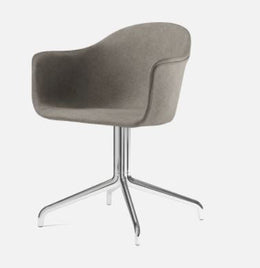 Harbour Swivel Arm Chair, Polished Aluminum Base, Fiord 961 Fabric