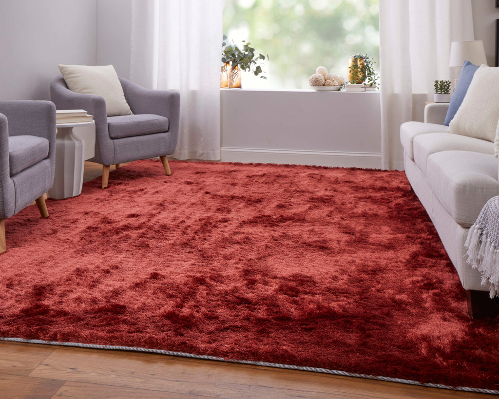 Indochine Modern Solid Red Orange Area Rug (2' x 3'4")