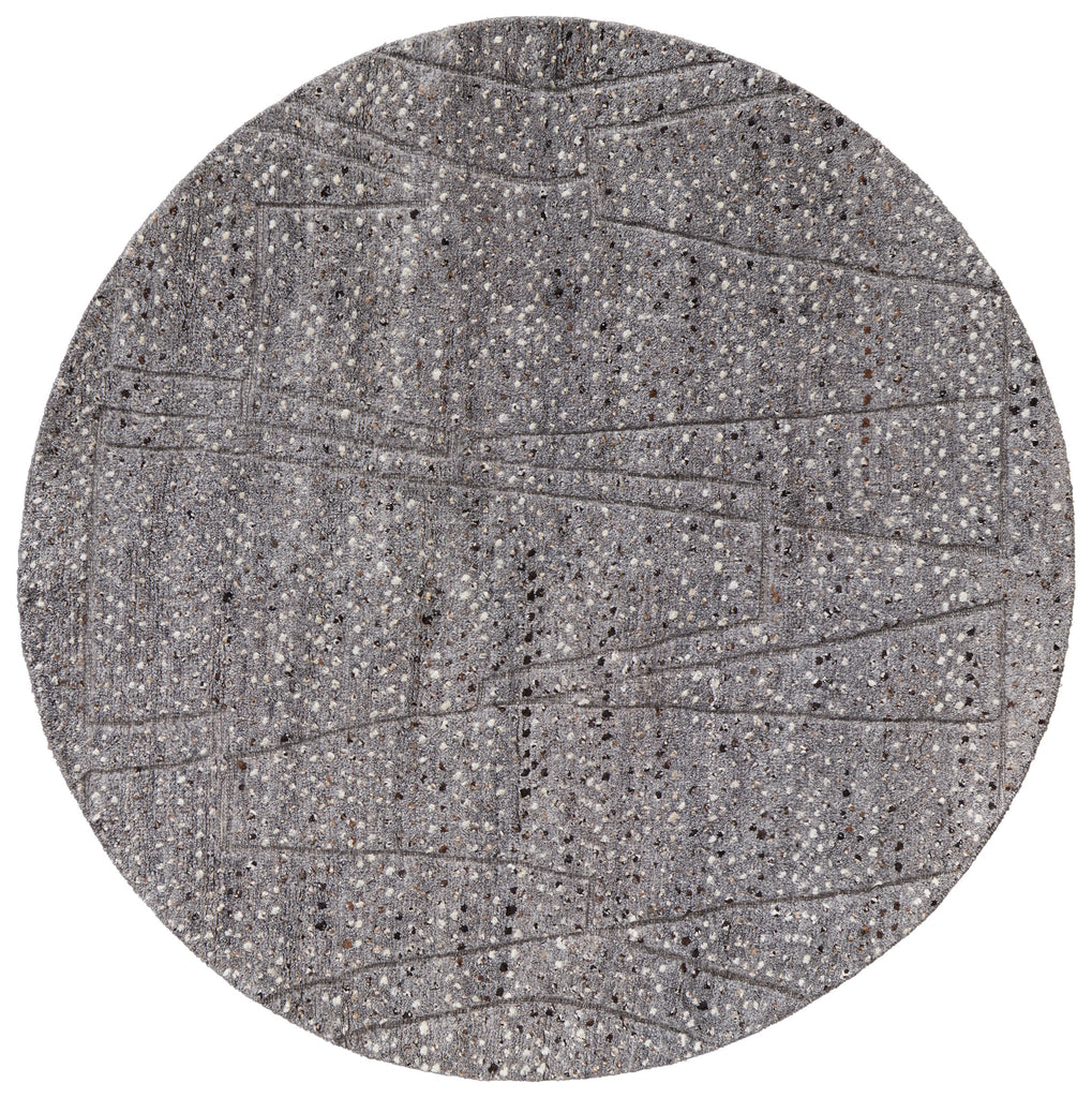 Dering Modern Polka Dots Gray Tan Taupe Area Rug (8' x 8')