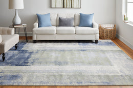 Clio Modern Abstract Blue Green Ivory Area Rug (10' x 13'2")