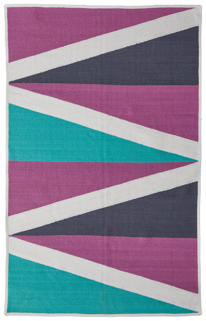 Clare Transitional Geometric Purple Ivory Green Area Rug (5' x 8')