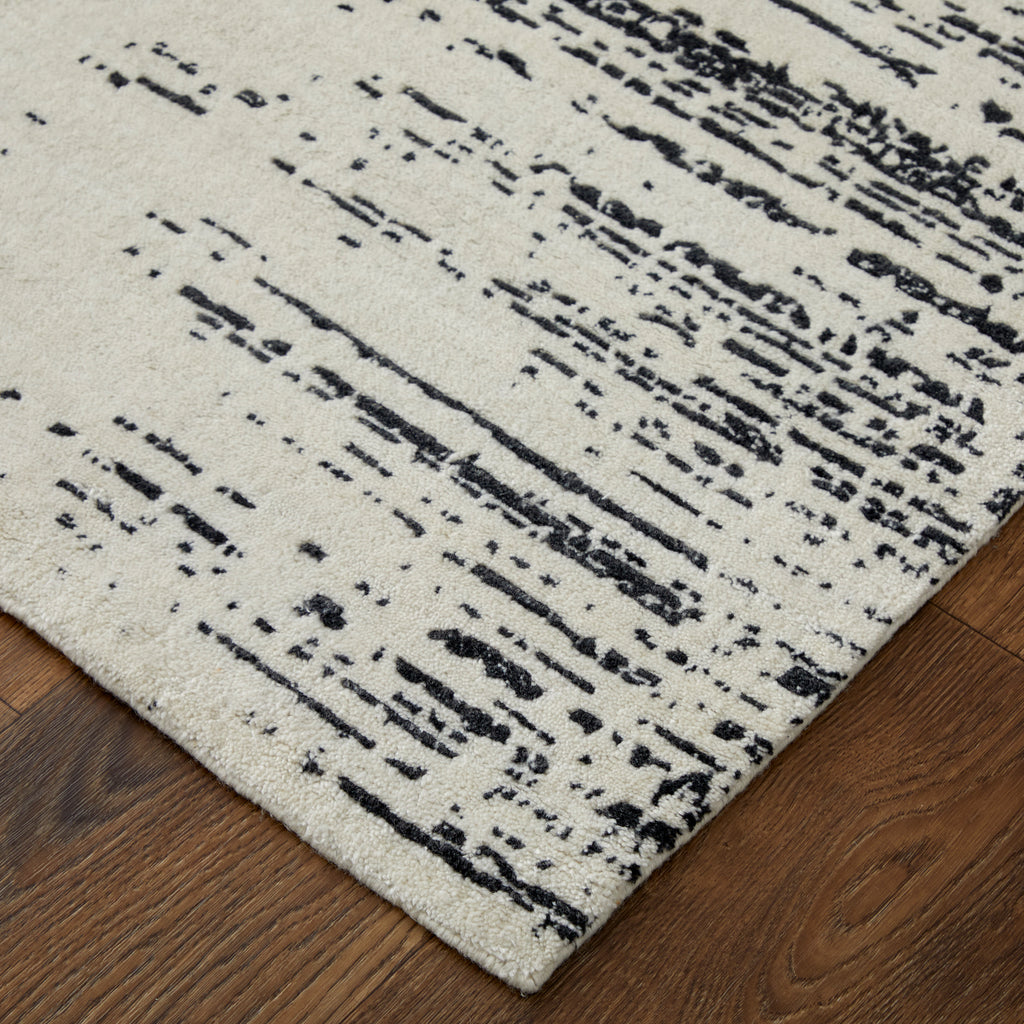 Coda Modern Abstract Black White Area Rug (8' x 10' / Pattern 4)