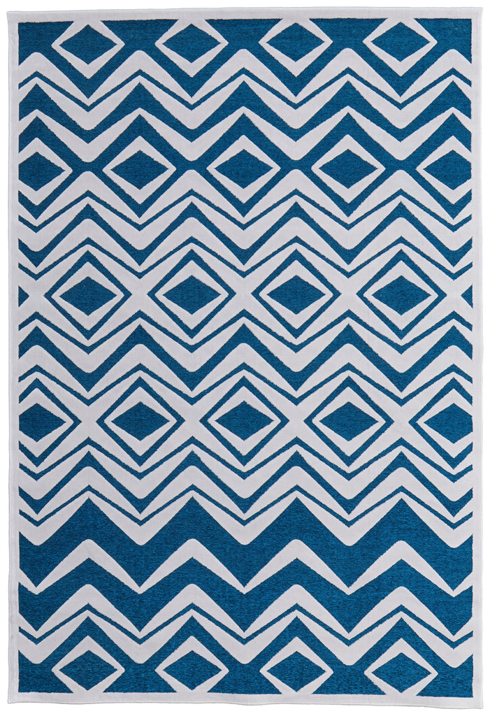 Saphir Mira Modern Diamond Blue Green White Area Rug (1'9" x 2'10")