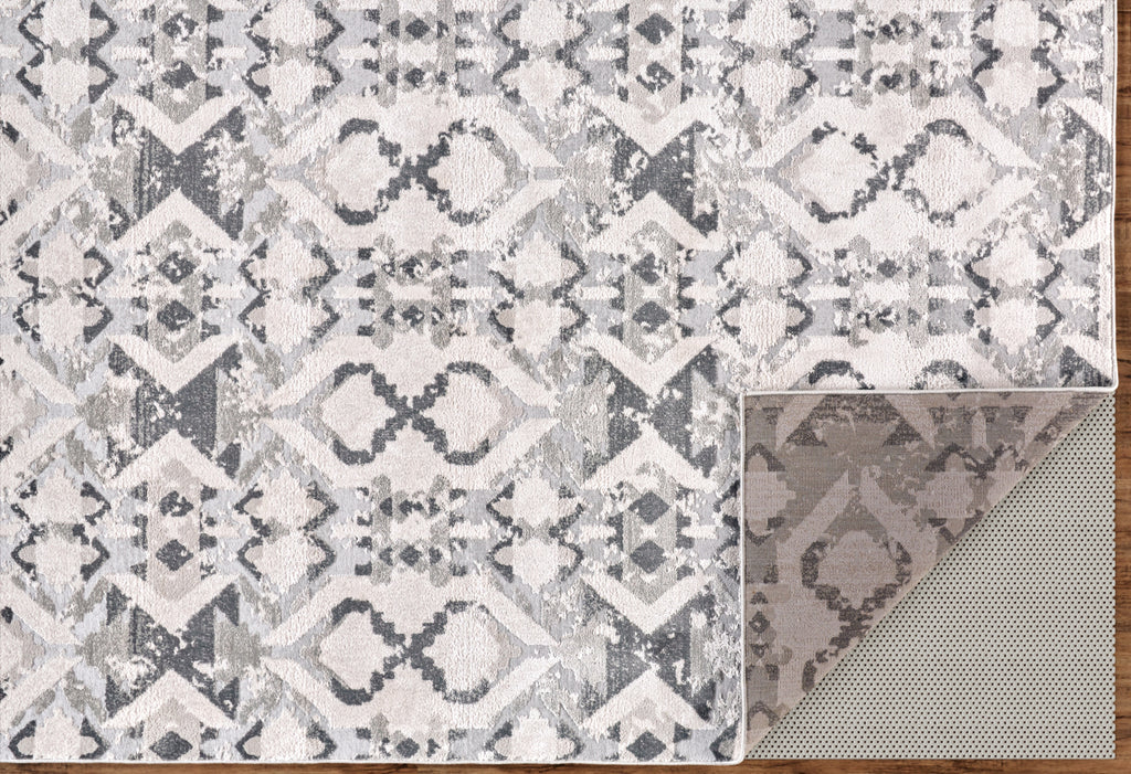 Prasad Modern Geometric Ivory Gray Area Rug (8' x 11')