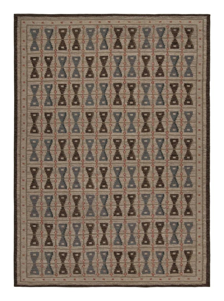 Scandinavian Kilim With Allover Hourglass Geometric Patterns