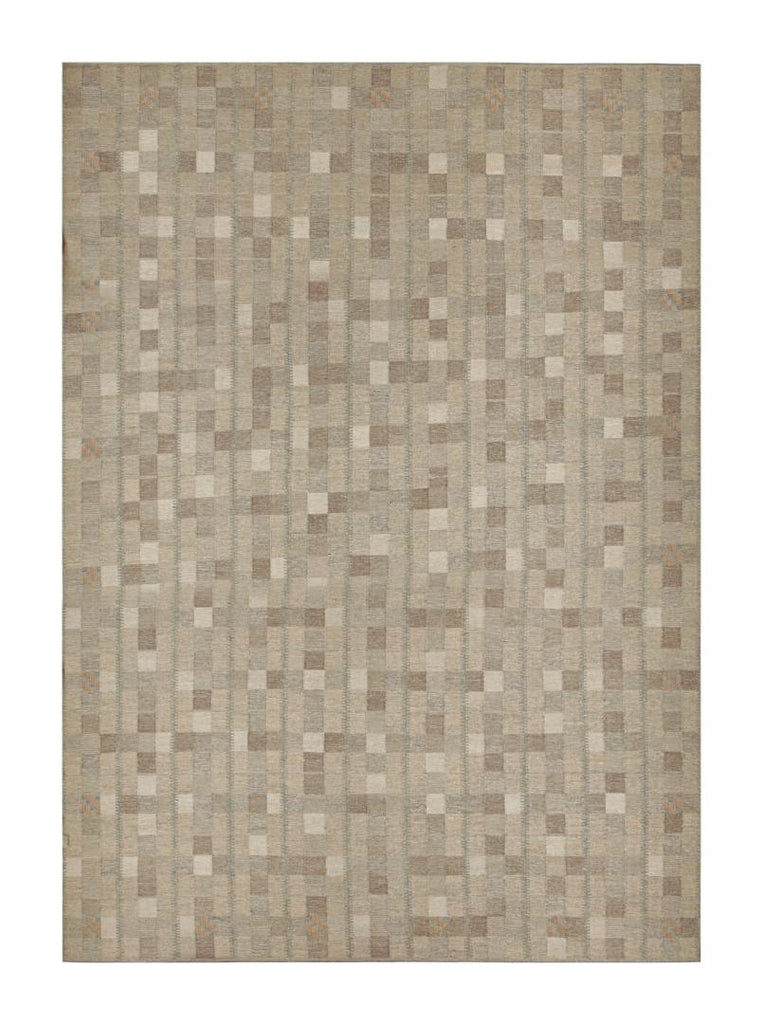 Oversized Scandinavian Rug In Beige Brown Geometric Patterns