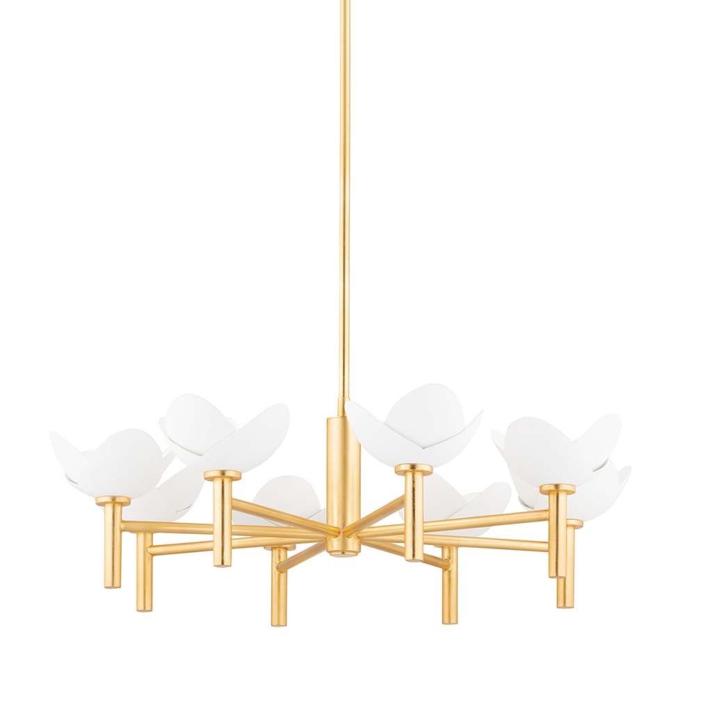 Dawson 8 Light Chandelier - Gold Leaf/White Plaster