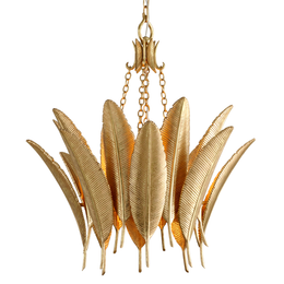 Featherette Chandelier 36" - Mystic Gold Leaf