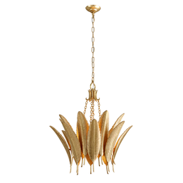 Featherette Chandelier 36" - Mystic Gold Leaf