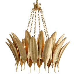 Featherette Chandelier 46" - Mystic Gold Leaf