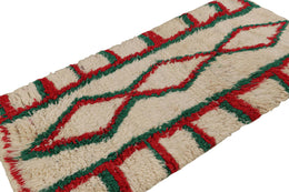 Vintage Moroccan Azilal Runner Rug With Red And Green Patterns