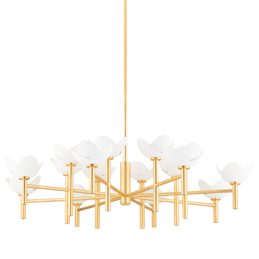 Dawson 16 Ligh Chandelier - Gold Leaf/White Plaster