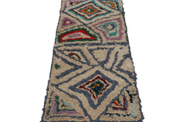 Vintage Moroccan Runner Rug With Geometric Patterns