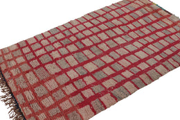 Vintage Moroccan Rug In Pink And Red Geometric Patterns