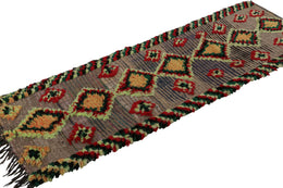 Vintage Moroccan Runner Rug With Colorful Diamond Medallions