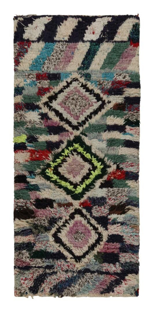 1950s Azilal Moroccan Runner Rug With Diamond Patterns