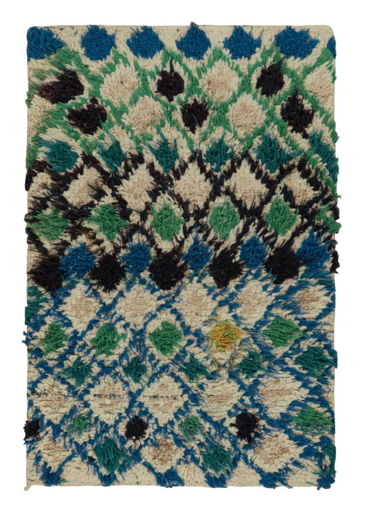 1950s Azilal Moroccan Scatter Rug In Beige With Diamond Patterns