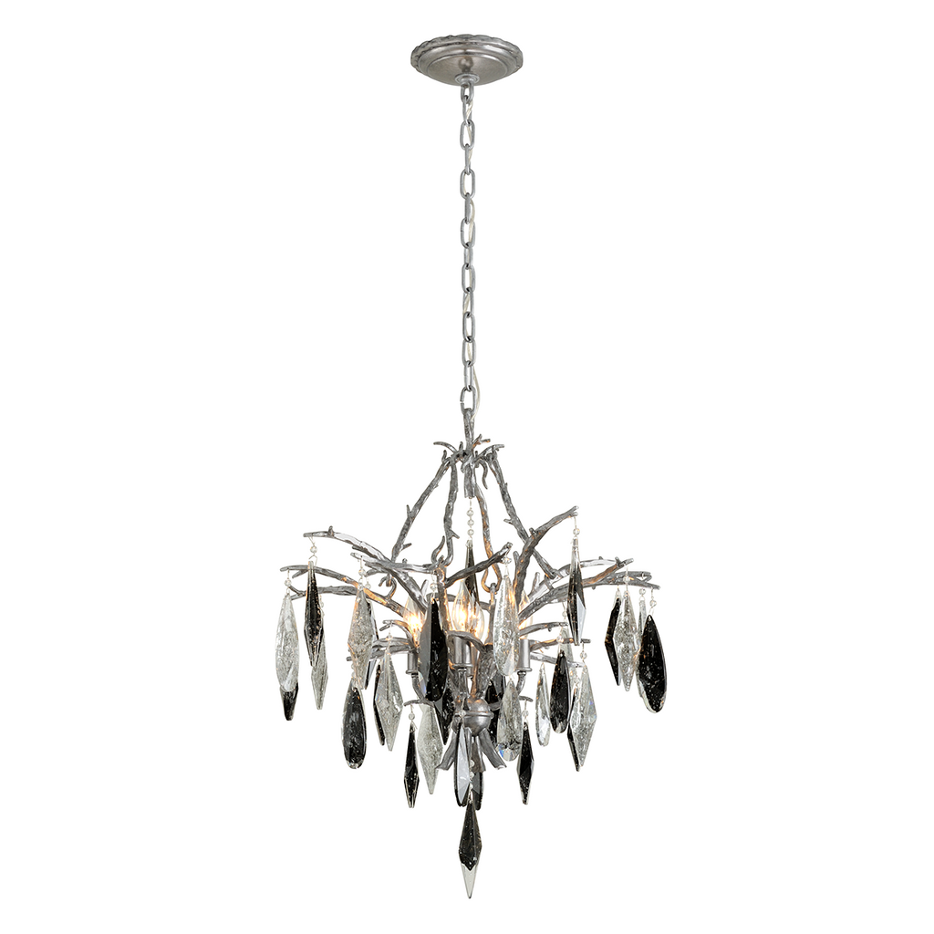 Nera Chandelier 23" - Blackened Silver Leaf