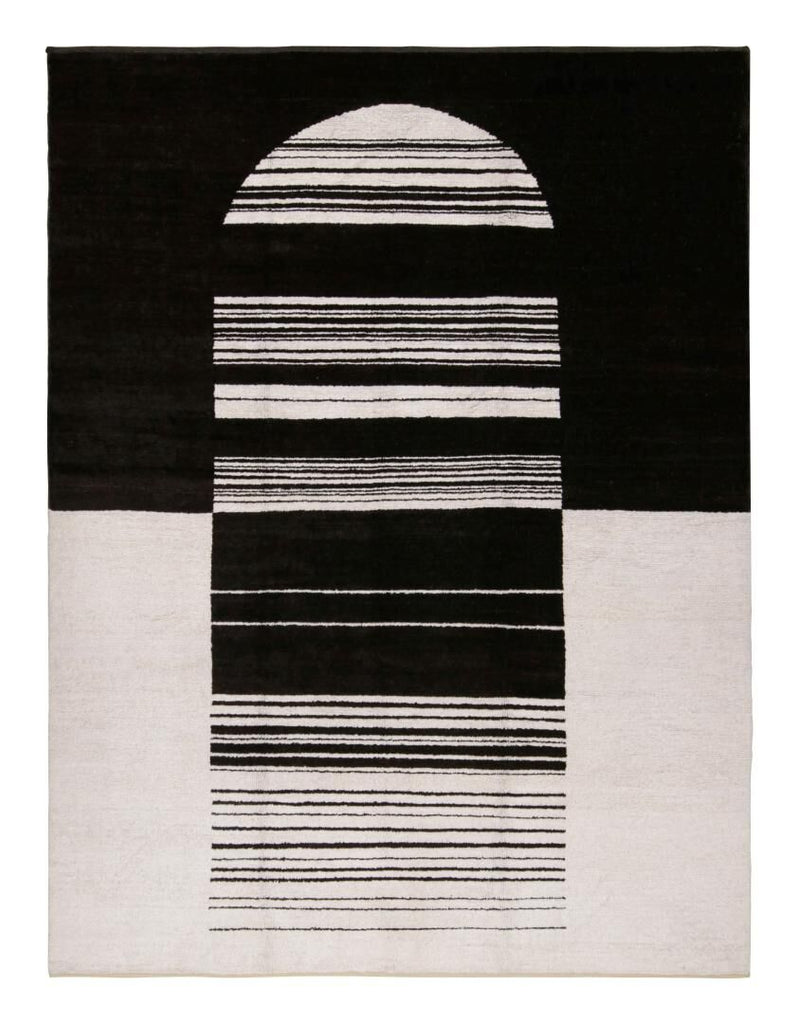 Abstract Geometric Rug in White and Black - Gateway to Heaven