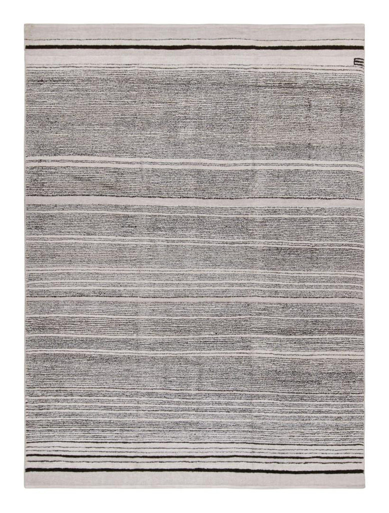 Contemporary Rug with White and Black Stripes and Gradation - Sky