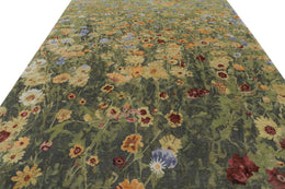 Botanical Rug in Green with Floral Patterns - Summer Dream