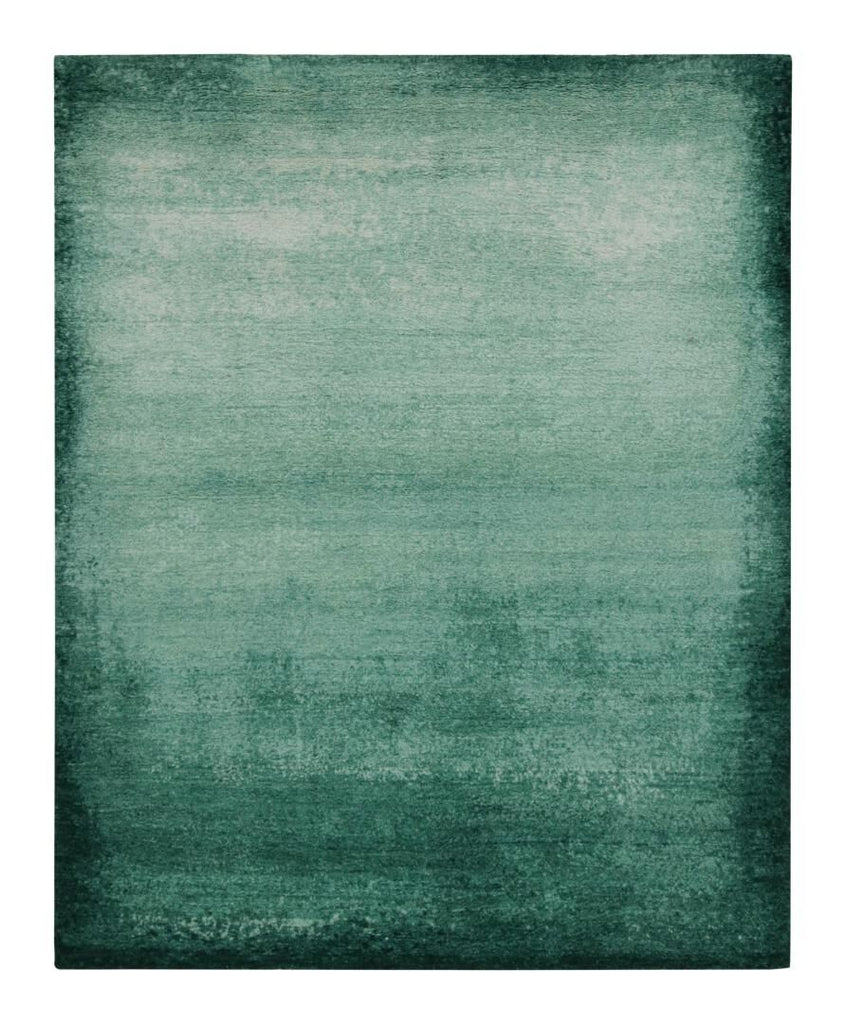 Contemporary Textural High Pile Rug in Teal Blue and Green