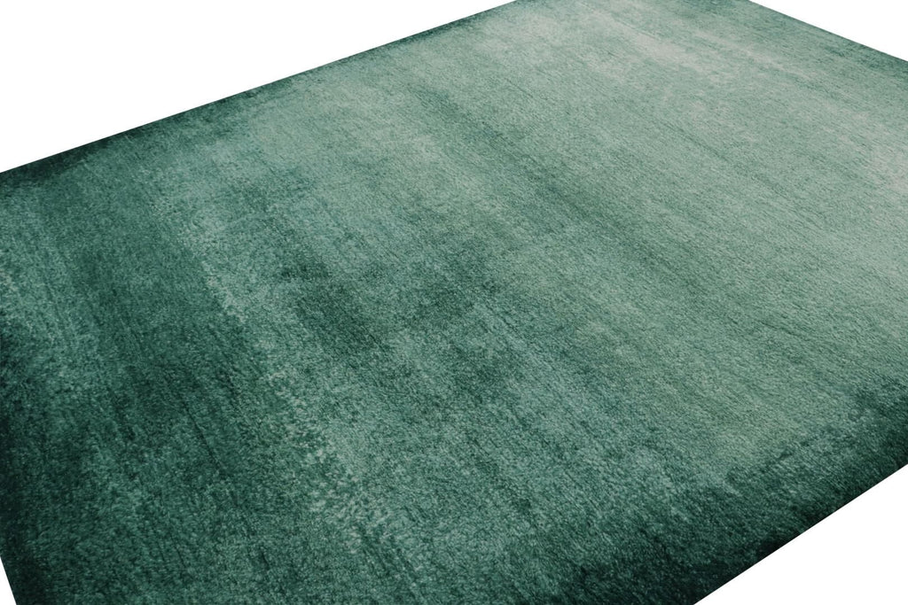 Contemporary Textural High Pile Rug in Teal Blue and Green