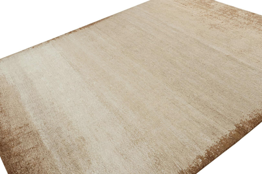 Contemporary Textural Rug in Beige-Brown High Pile