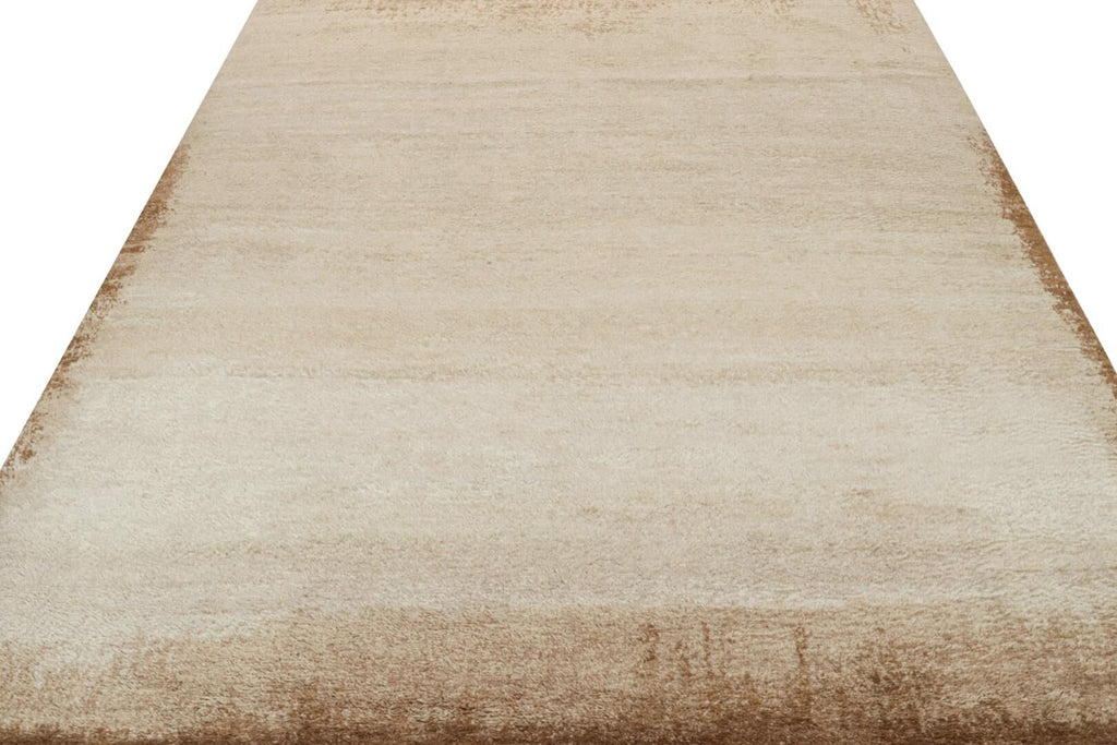 Contemporary Textural Rug in Beige-Brown High Pile