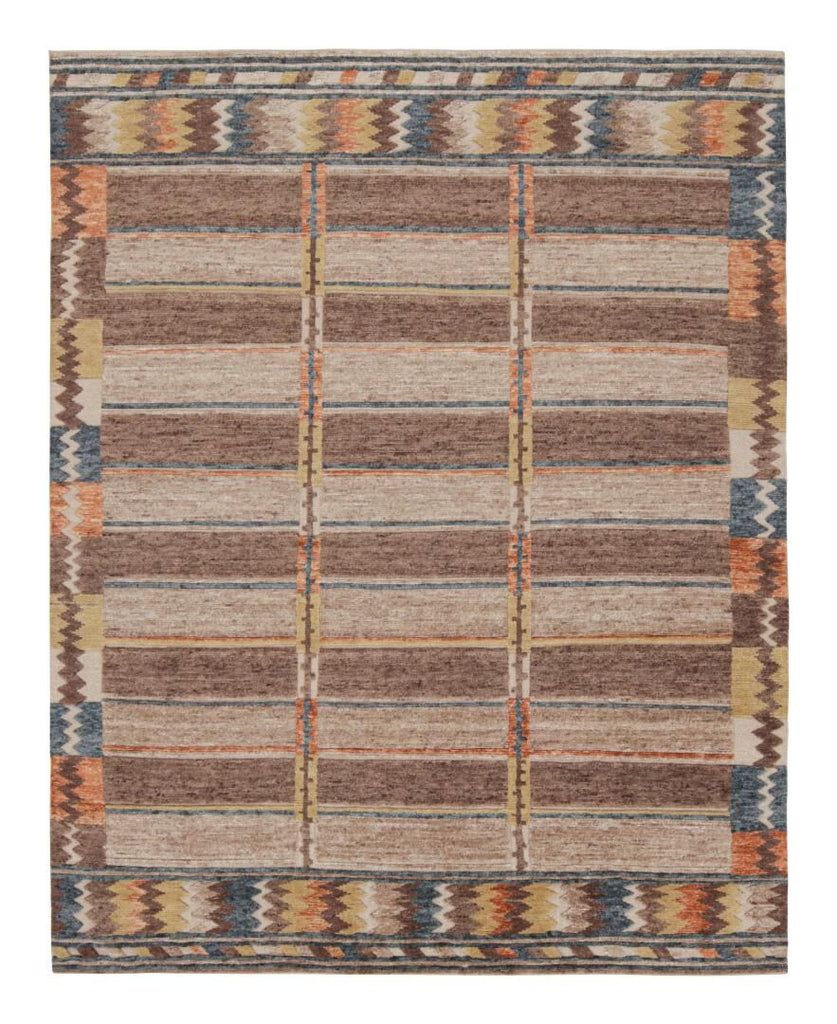 Scandinavian Rug In Beige And Brown Geometric Pattern