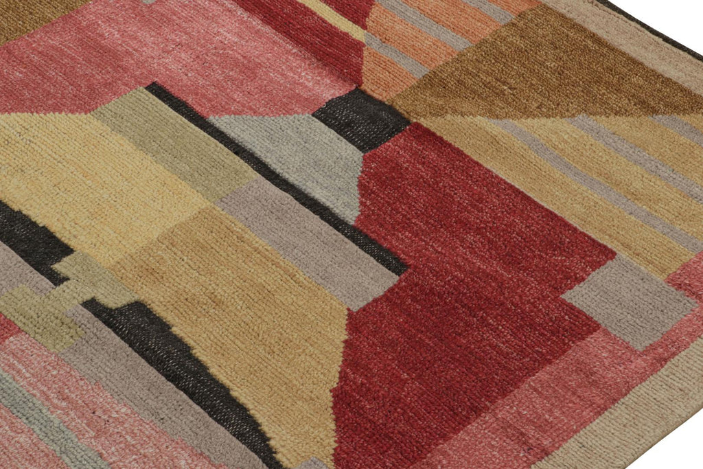 Scandinavian Rug With Red Pink Geometric Patterns