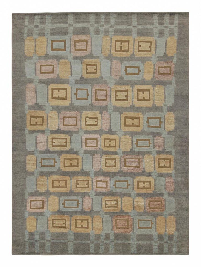 Scandinavian Rug In Gray With Geometric Patterns