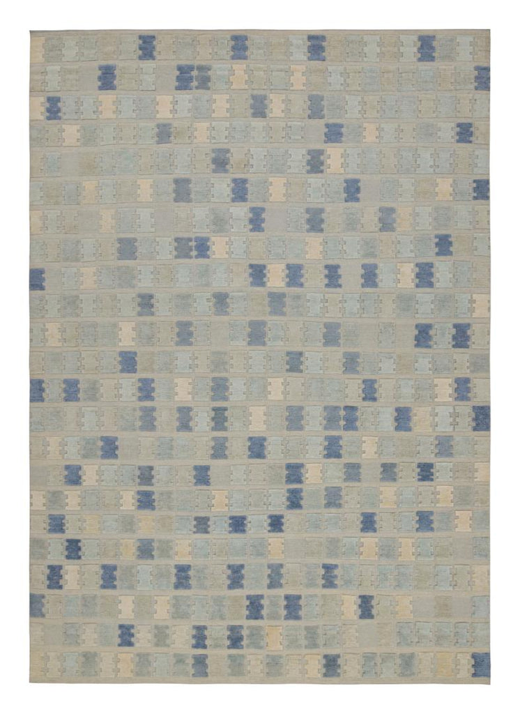 Scandinavian Rug With Light Blue Geometric Patterns