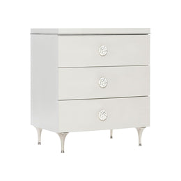 Silhouette Nightstand With 3 Drawers and Single Floral Pulls