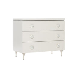 Silhouette Nightstand With 3 Drawers and Double Floral Pulls