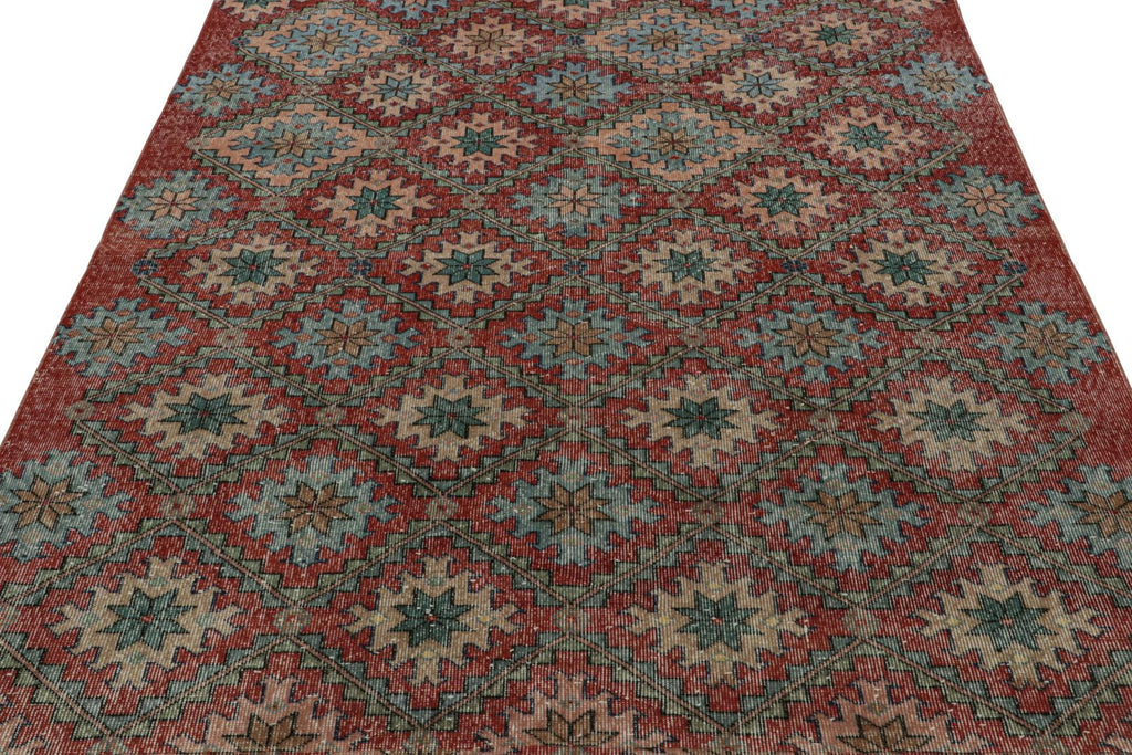 Vintage Zeki Muren Rug In Burgundy With Geometric Patterns 6x7