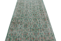 Vintage Zeki Muren Rug In Teal With Geometric Patterns