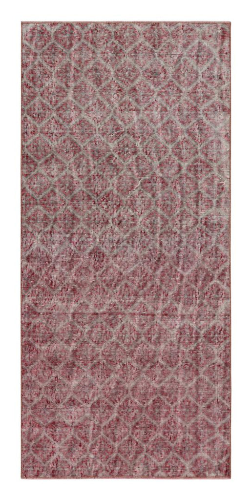 Vintage Zeki Muren Runner Rug With Burgundy Geometric Patterns