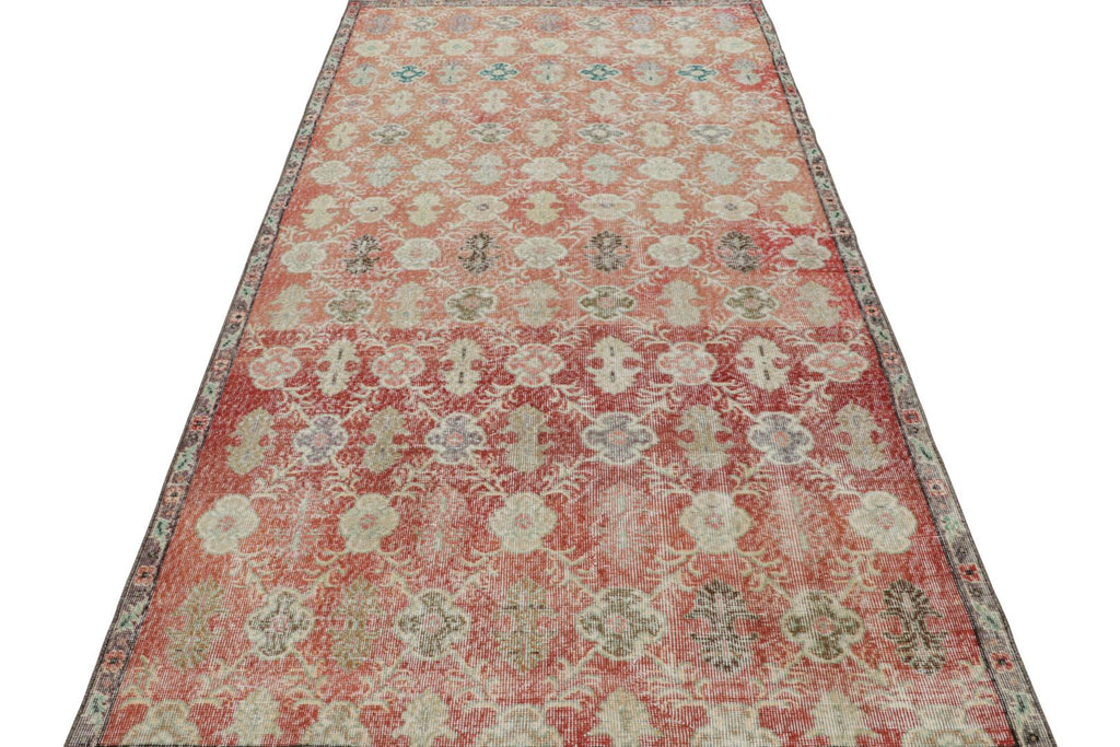 Vintage Zeki Muren Runner Rug In Red With Geometric Patterns