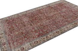 Vintage Turkish Rug In Red With Floral Patterns 5x10